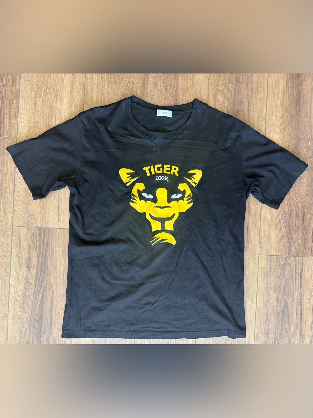 Dior Black Cotton Lion Logo Graphic T-Shirt Men's Large Knit Crew
